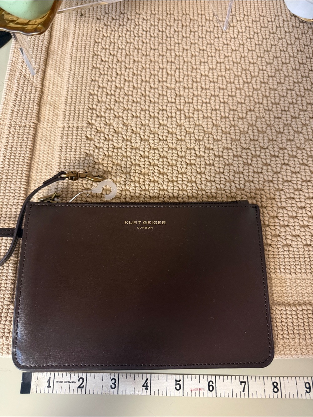 Kurt Geiger London Brown Leather Wristlet Pouch